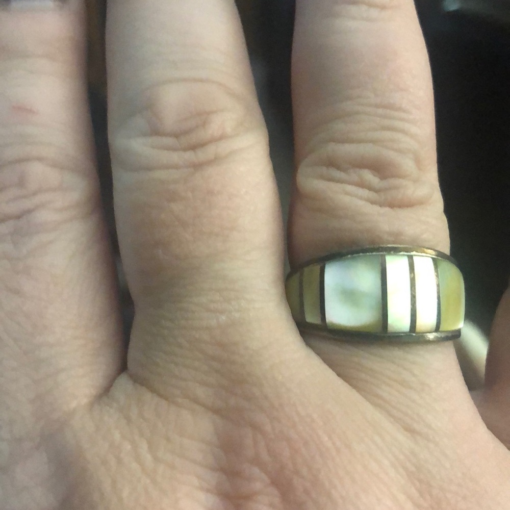 Sterling Silver and Abalone Shell Ring from Philippines, size 10